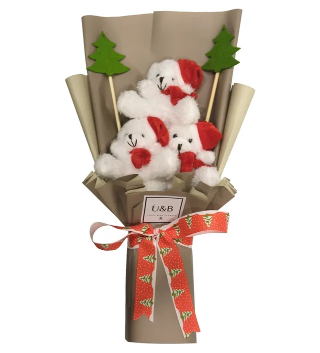 Christmas Nude Teddy Bear Flowers