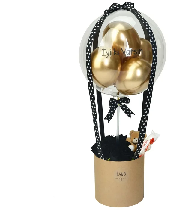 Gold Black Ballon Box