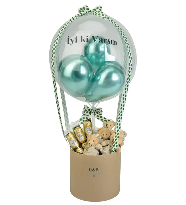 Green Cute Girls & Chocolate Ballon Box