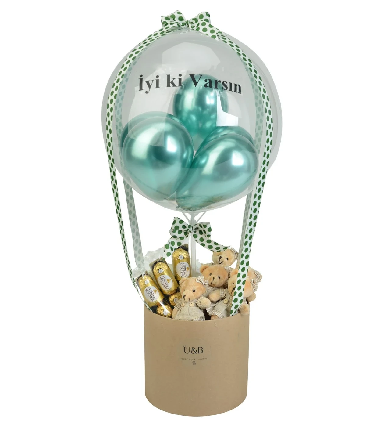 Green Cute Girls & Chocolate Ballon Box