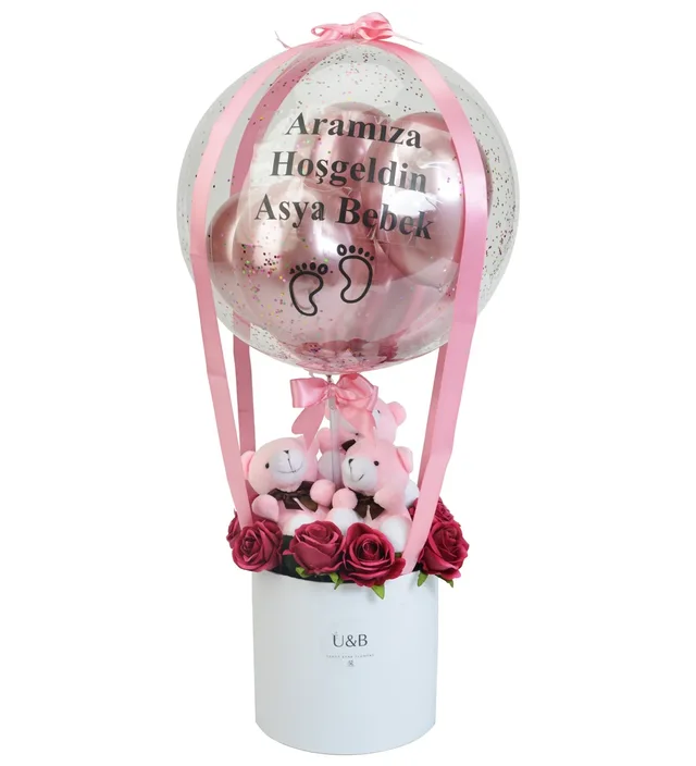 Pink Rose Ballon Box