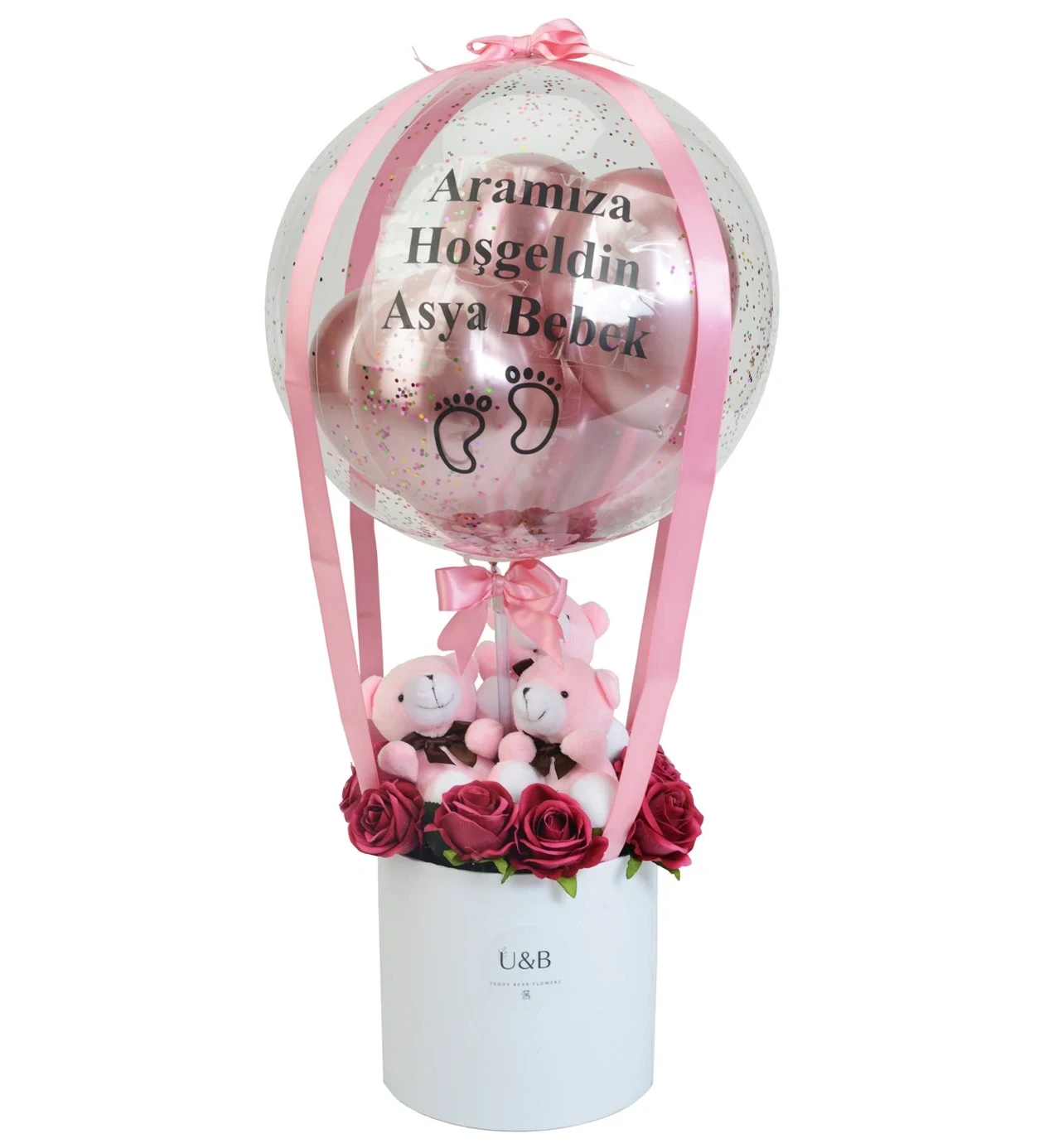 Pink Rose Ballon Box