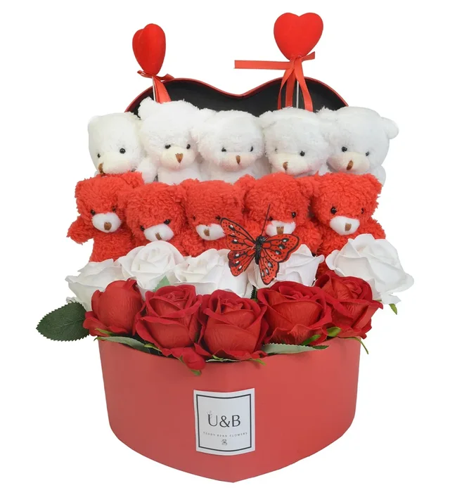 Premium Plush Heart Teddy Box