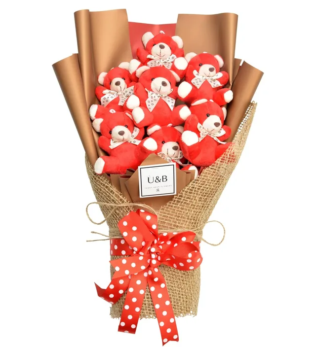 Luxury Red Teddy Bear Flowers