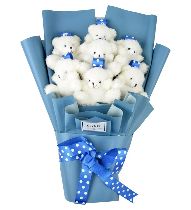 Blue Plush Teddy Bear Flowers
