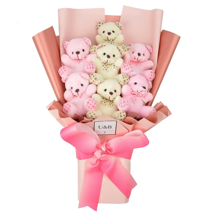 Combo Pink Teddy Bear Flowers