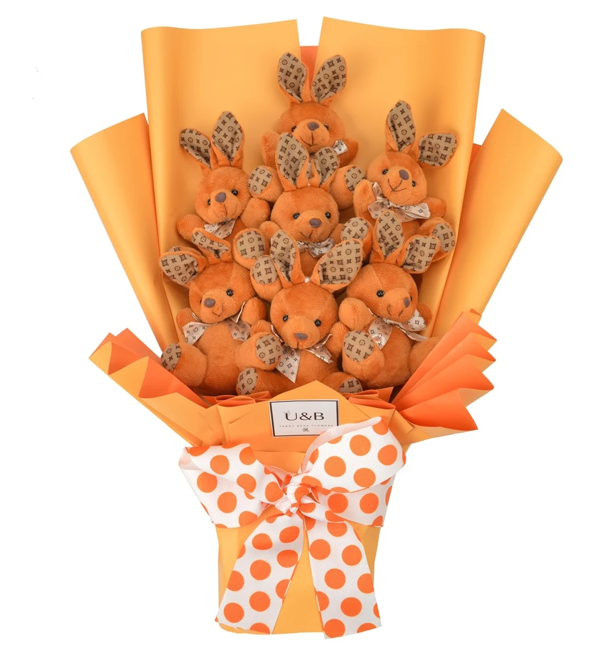 Combo Orange Teddy Bear Flowers