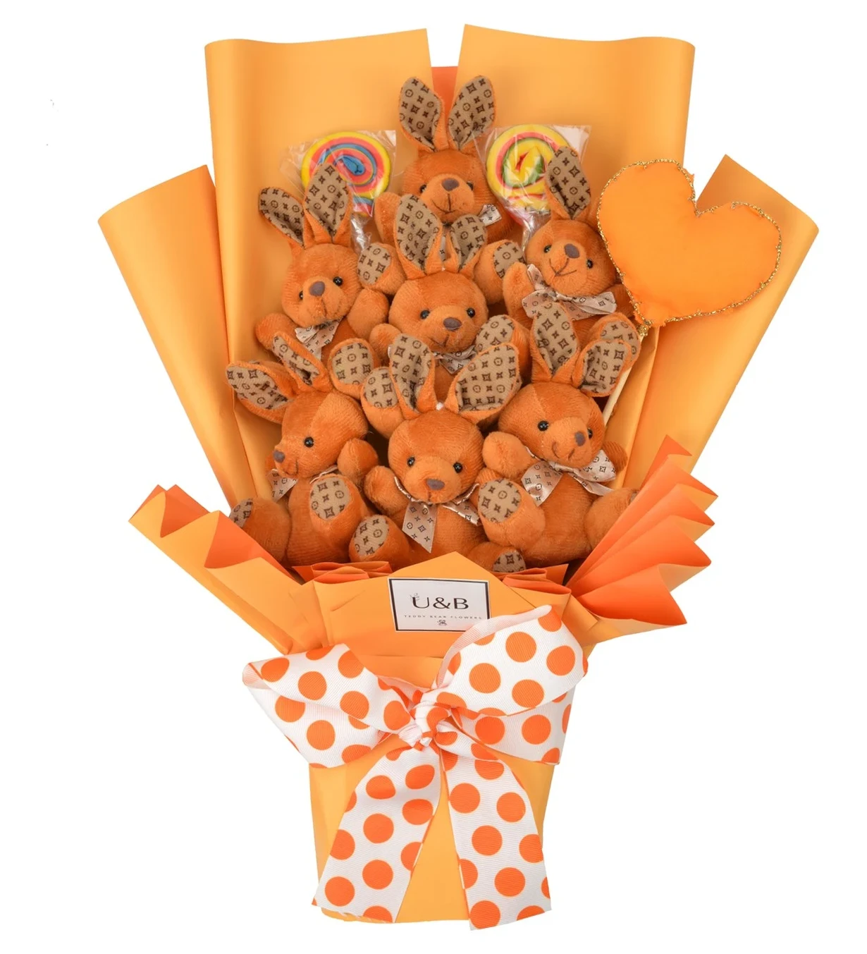 Combo Orange Teddy Bear Flowers