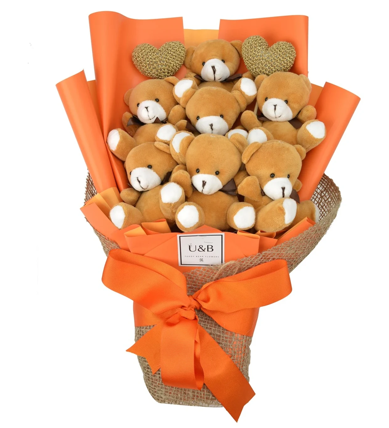 Luxury Orange Teddy Bear Flowers