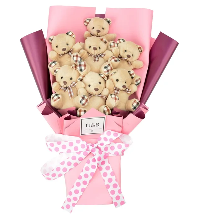 Pink Polka Dot Teddy Bear Flowers