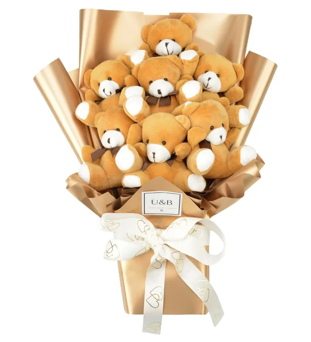 Luxury Gold Teddy Bear Flowers